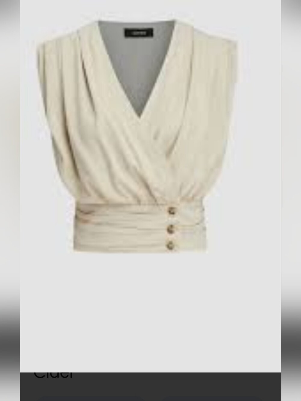 Cider Cream Faux-Wrap Sleeveless Button-Detail Camisole Sixe L New